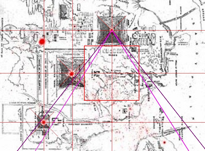 Umquadrat in der Karte des Gizeh-Komplexes von John Perring