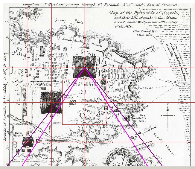 Umquadrat in der Karte des Gizeh-Komplexes von Howard Vyse