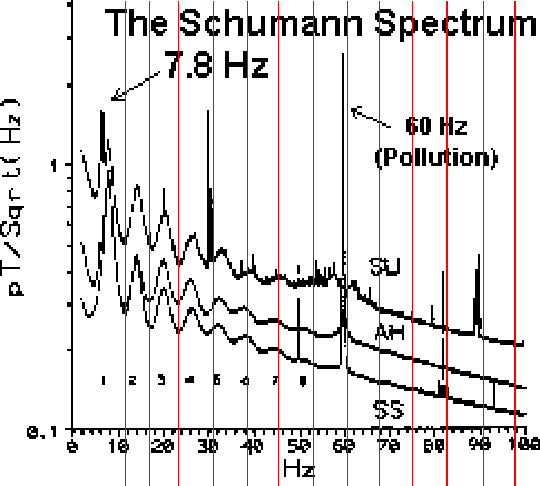 Grundfrequenzen und Schumann-Spektrum 
