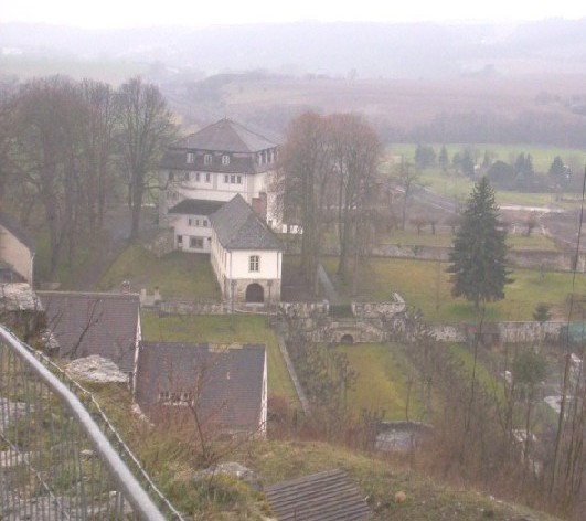 Blick von der Saalecker Burg auf die Saalecker Werkstätten